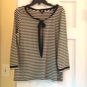 Talbots Black/White stripe with tie top